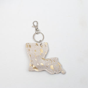 Louisiana Speckled Metallic Leather Keychain Clip