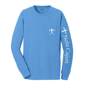 NolaCajun Blue & Navy Long Sleeve Logo T-shirt